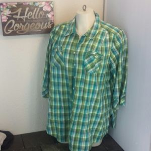 Lane B plaid 3/4 sleeve shirt blouse top 22/24